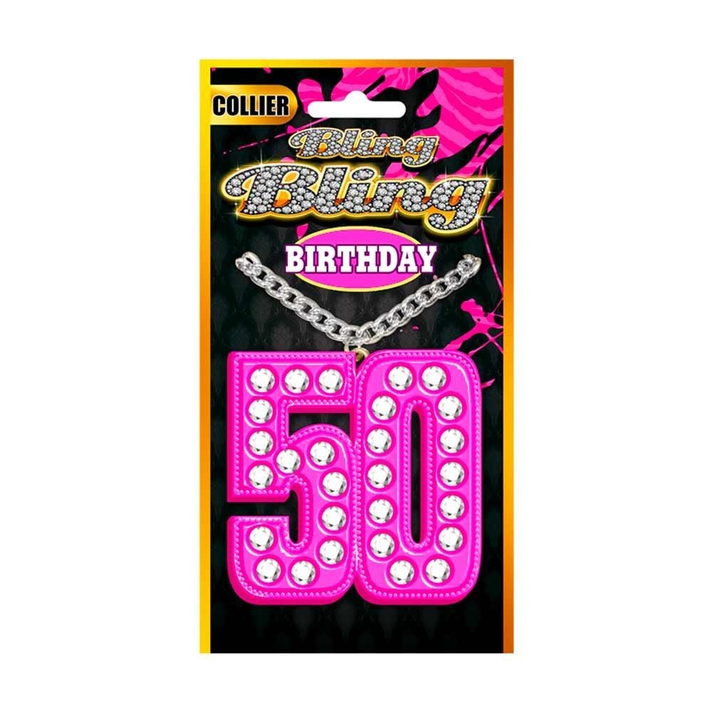 Collier bling bling rose 50 ans pas cher | Fiesta Factory