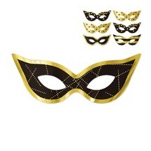 Loup papier métallisé or noir lot de 6 – masque soirée chic