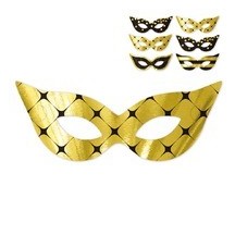 Loup papier métallisé or noir lot de 6 – masque soirée chic