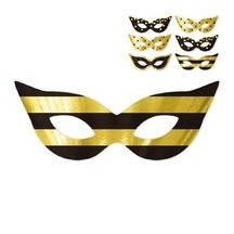 Loup papier métallisé or noir lot de 6 – masque soirée chic