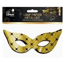 Loup papier métallisé or noir lot de 6 – masque soirée chic