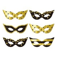 Loup papier métallisé or noir lot de 6 – masque soirée chic