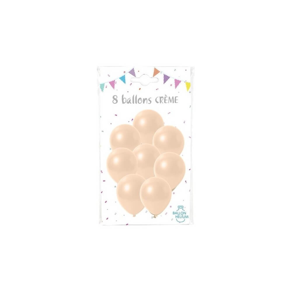 8 Ballons latex crème 30 cm - 36424CR - Ballons latex