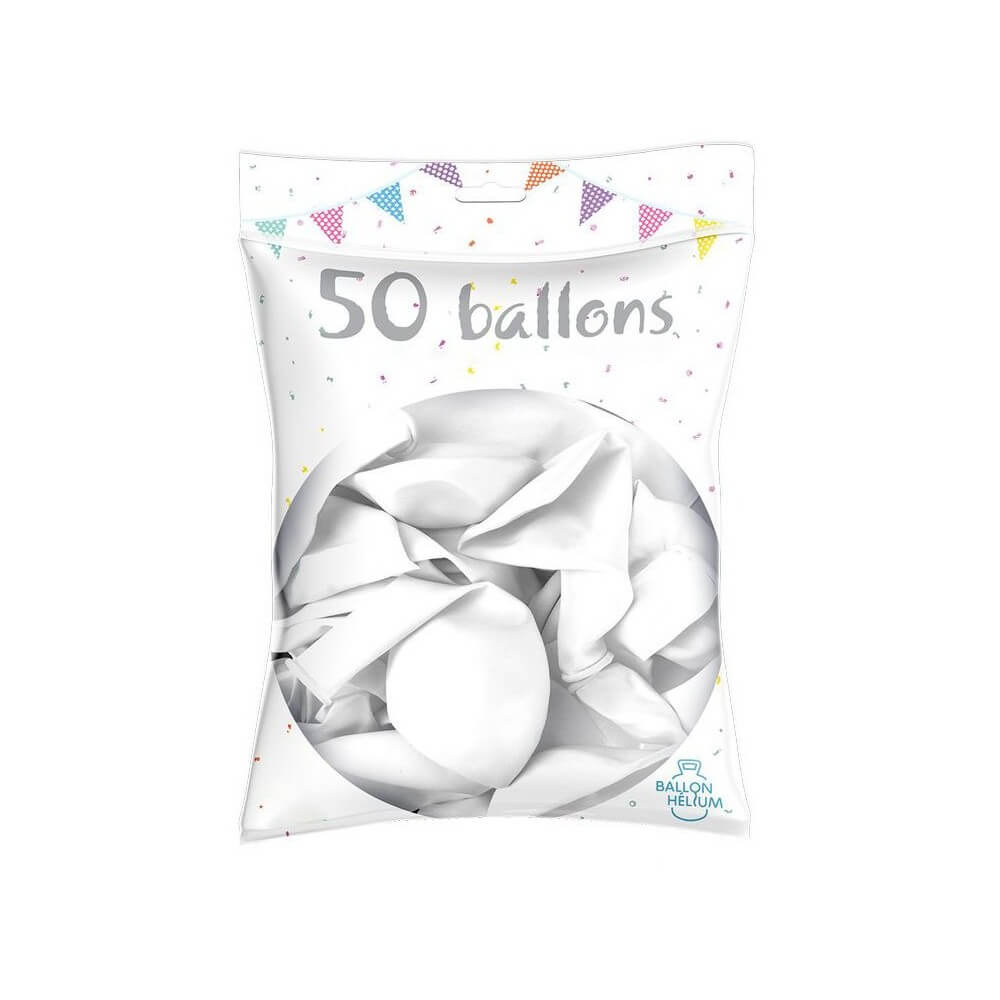 50 Ballons latex blancs 30 cm - 36200BL - Ballons latex