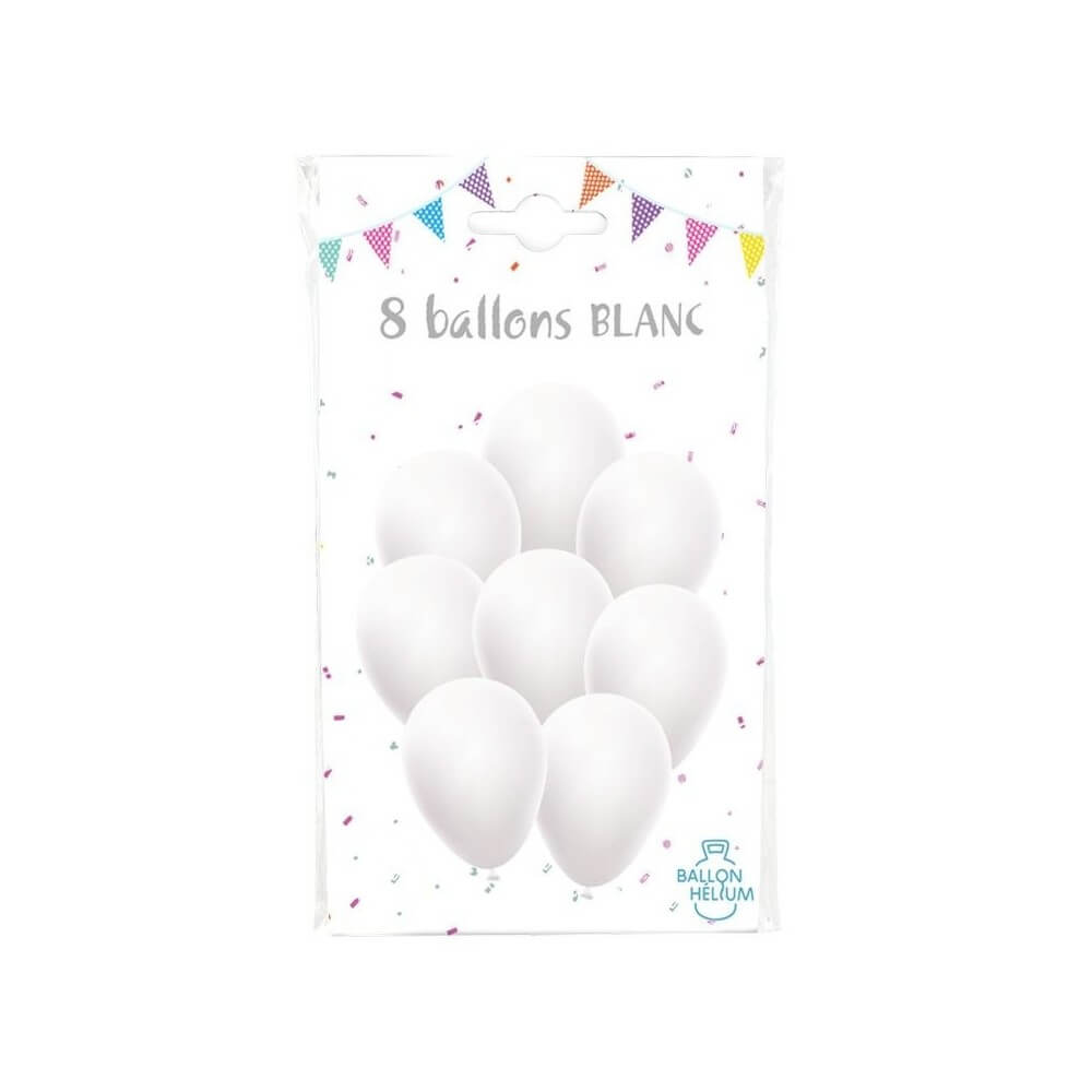 8 Ballons latex blancs 30 cm - 36424BL - Ballons latex