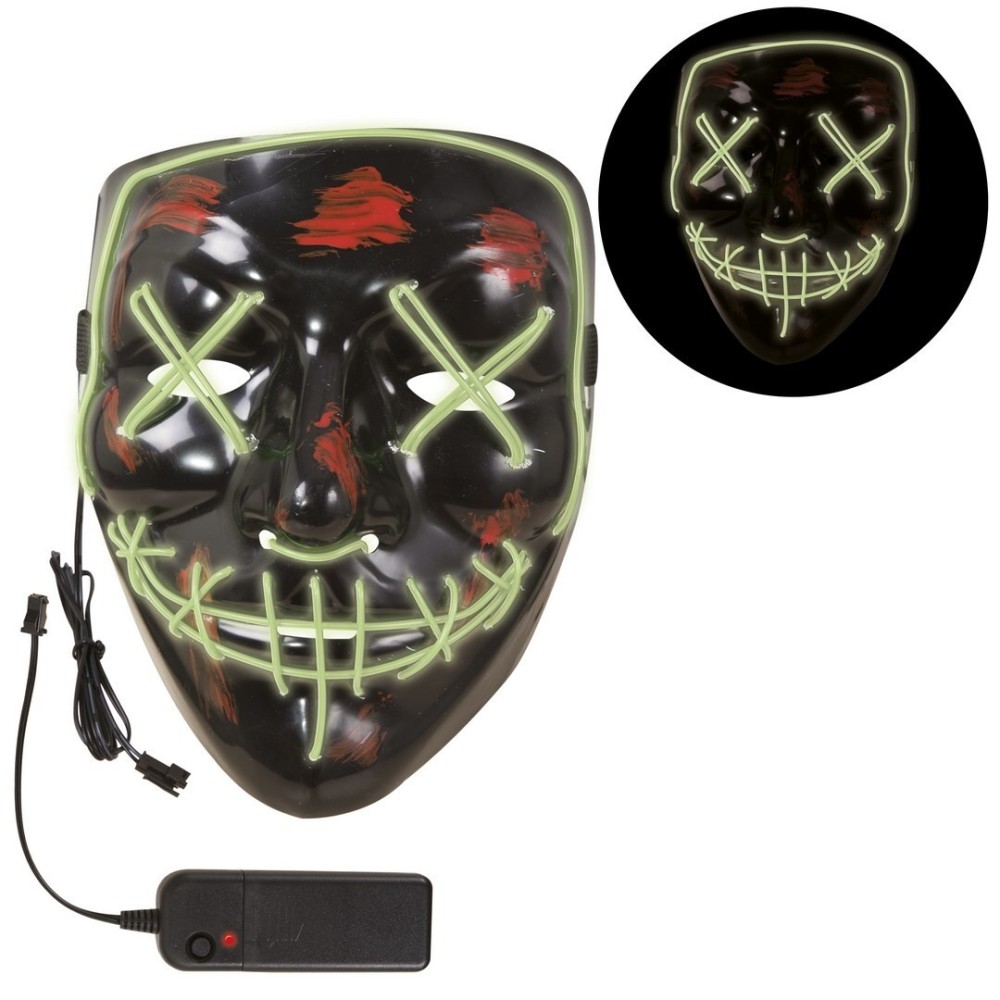 Masque lumineux visage sanglant adulte – Halloween horreur LED