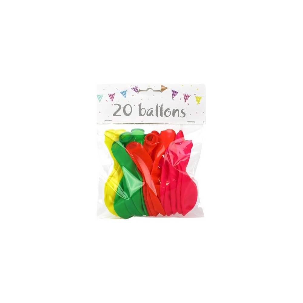 20 Ballons latex fluo assortis 26 cm - 36043 - Ballons latex