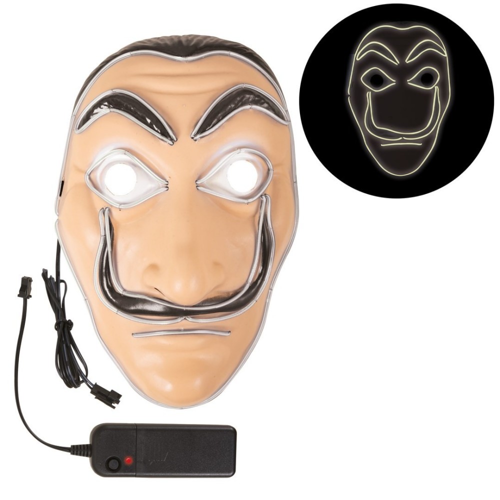 Masque lumineux braqueur adulte LED – déguisement soirée