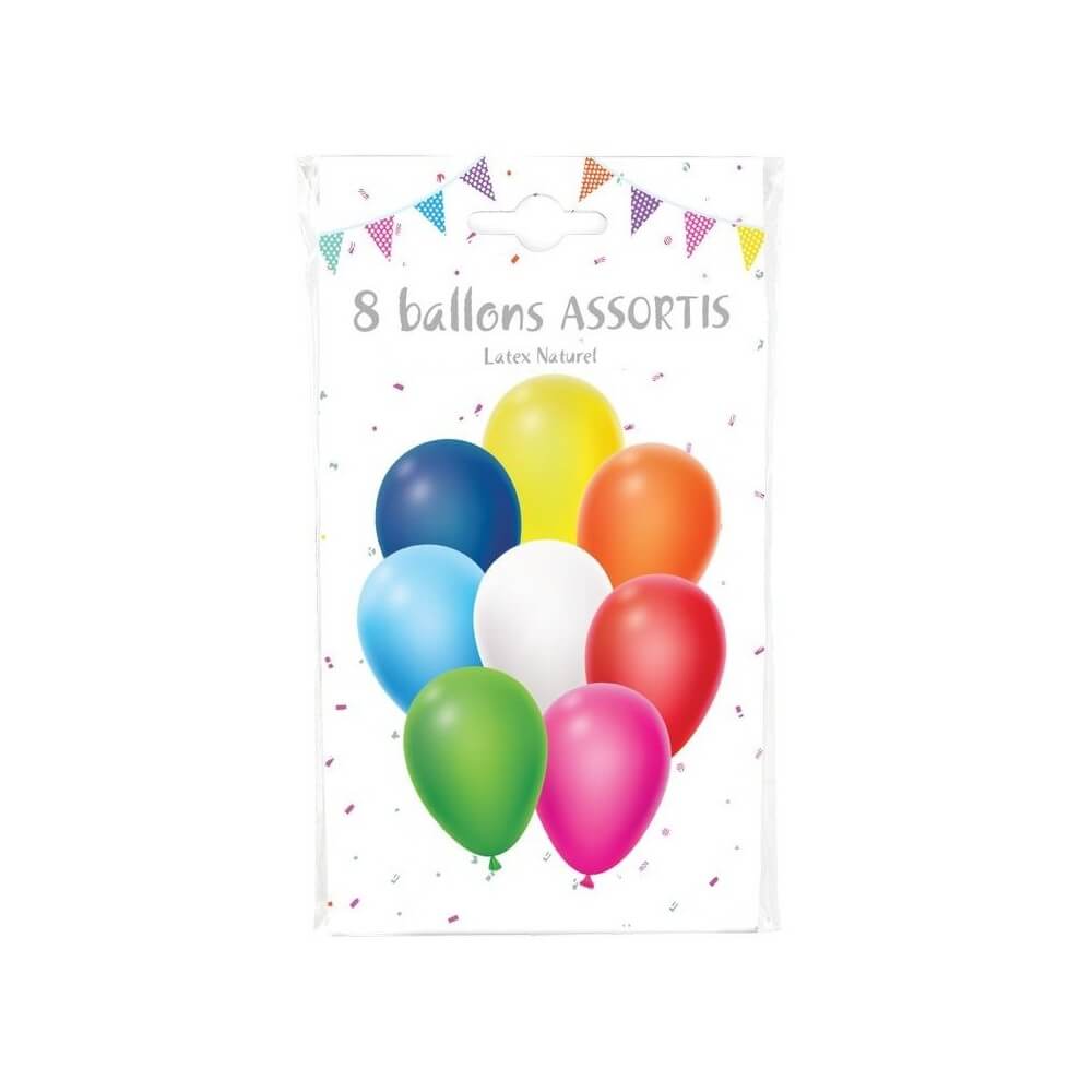 8 Ballons latex coloris assortis 30 cm - 36423 - Ballons latex