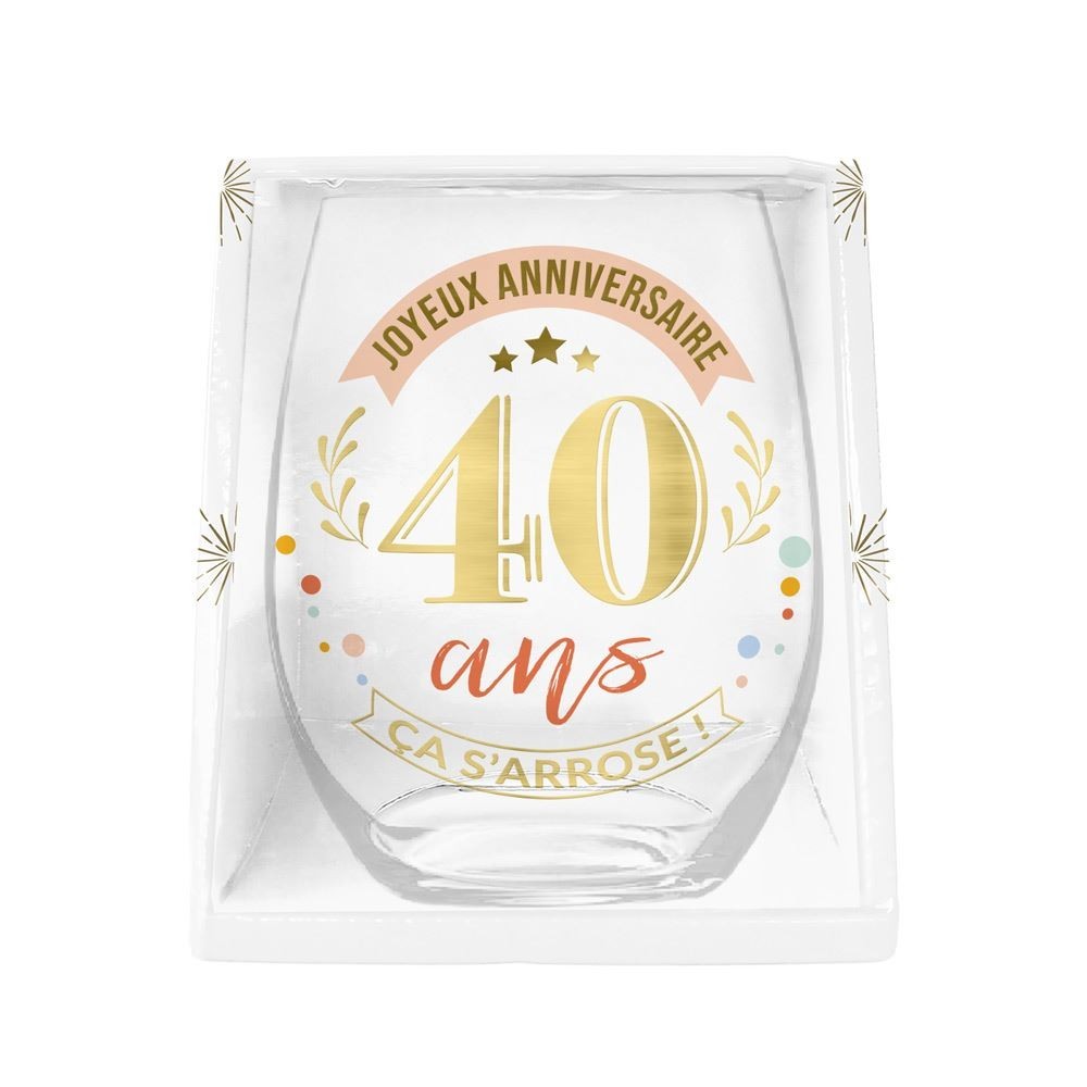 Verre Rond 40 Ans Cadeau Anniversaire | Fiesta Factory