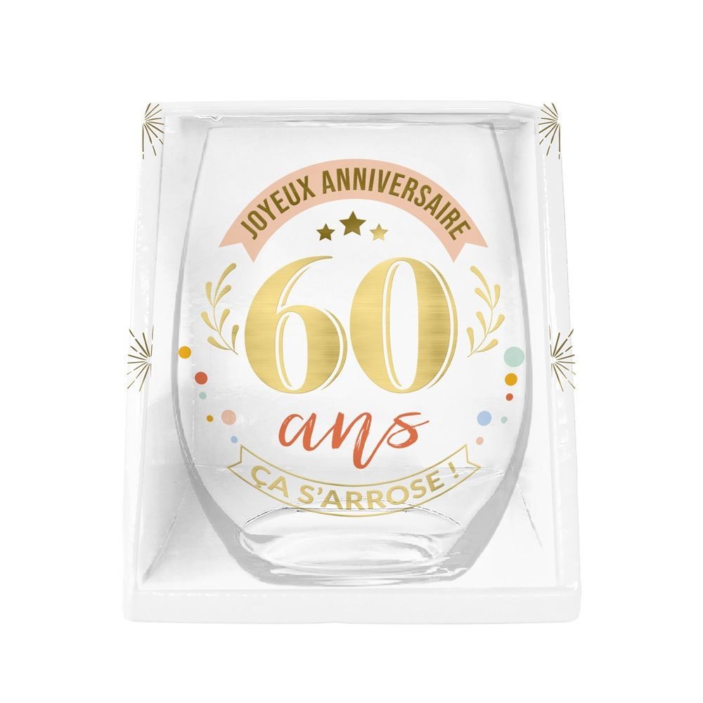 Verre Rond 60 Ans Cadeau Anniversaire | Fiesta Factory