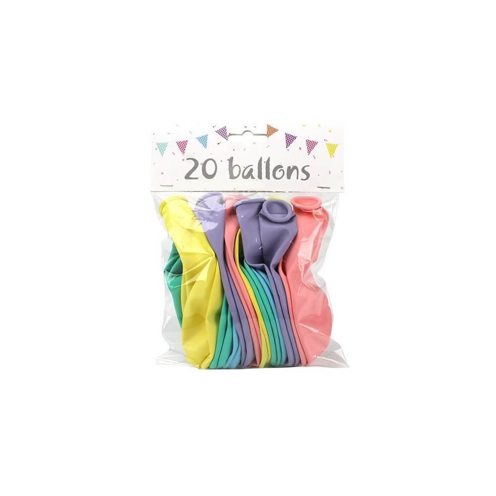 20 Ballons latex pastel 25 cm - 36042 - Ballons latex