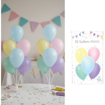 10 Ballons latex pastel 30 cm - 36429P - Ballons latex