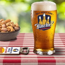 Coffret verre à bière "Binche ?" cadeau humour pas cher | Fiesta Factory