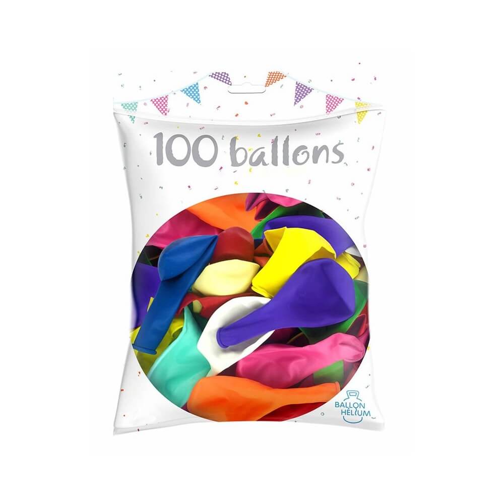 100 Ballons latex perlés multicolores 30 cm - 36006N - Ballons latex