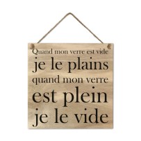 Plaque bois "Quand mon verre..." cadeau humour pas cher | Fiesta Factory