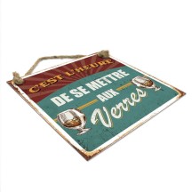 Plaque métal "C’est l’heure… verres" déco humour pas cher | Fiesta Factory