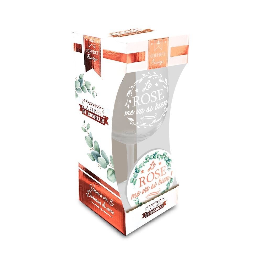 Coffret verre à vin "Le rosé…" cadeau humour pas cher | Fiesta Factory