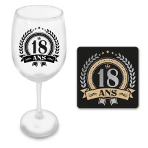 Coffret verre à vin 18 ans cadeau anniversaire pas cher | Fiesta Factory