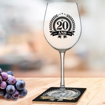 Coffret verre à vin 20 ans cadeau anniversaire pas cher | Fiesta Factory