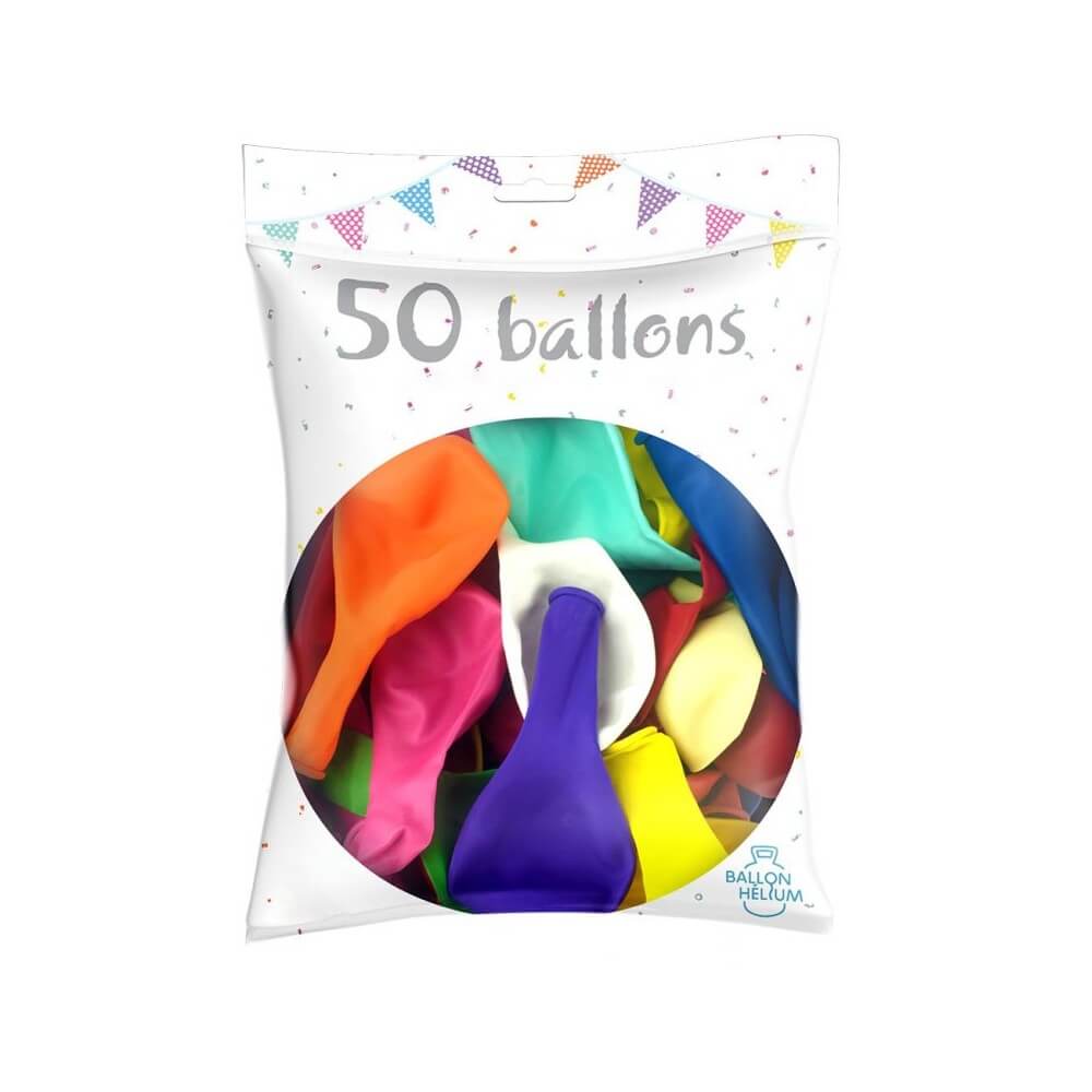 50 Ballons latex multicolores 30 cm - 36200P - Ballons latex