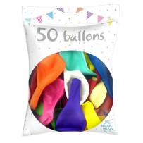 50 ballons en latex multicolores de 26 cm - 36150P - Ballons latex