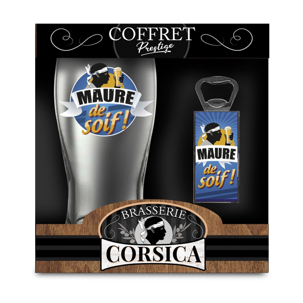 Coffret verre à bière humour Corse pas cher | Fiesta Factory