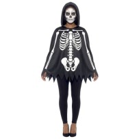 Poncho squelette adulte pas cher – costume Halloween Fiesta Factory