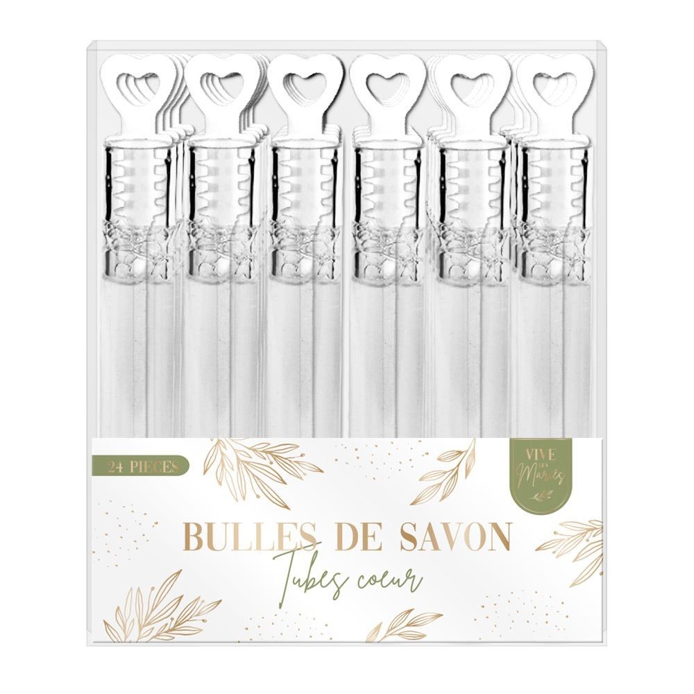 Tubes bulles mariage cœur x24 pas cher – accessoire mariage | Fiesta Factory