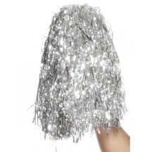 Lot 2 pompons argent métalliques pas cher – accessoire fête Fiesta Factory