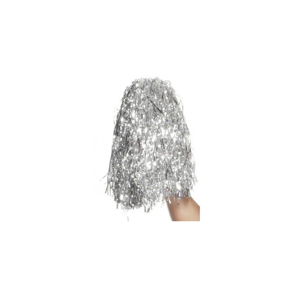 Lot 2 pompons argent métalliques pas cher – accessoire fête Fiesta Factory
