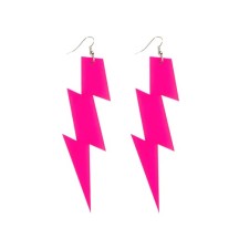 Boucles d’oreilles éclair rose fluo pas cher – accessoire fête Fiesta Factory