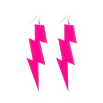 Boucles d’oreilles éclair rose fluo pas cher – accessoire fête Fiesta Factory