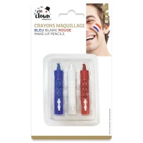 Crayons maquillage à l’eau bleu blanc rouge pas cher – Lot de 3