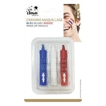 Crayons maquillage à l’eau bleu blanc rouge pas cher – Lot de 3