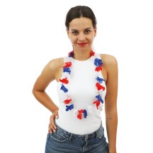Collier hawaïen bleu blanc rouge pas cher – Accessoire fête