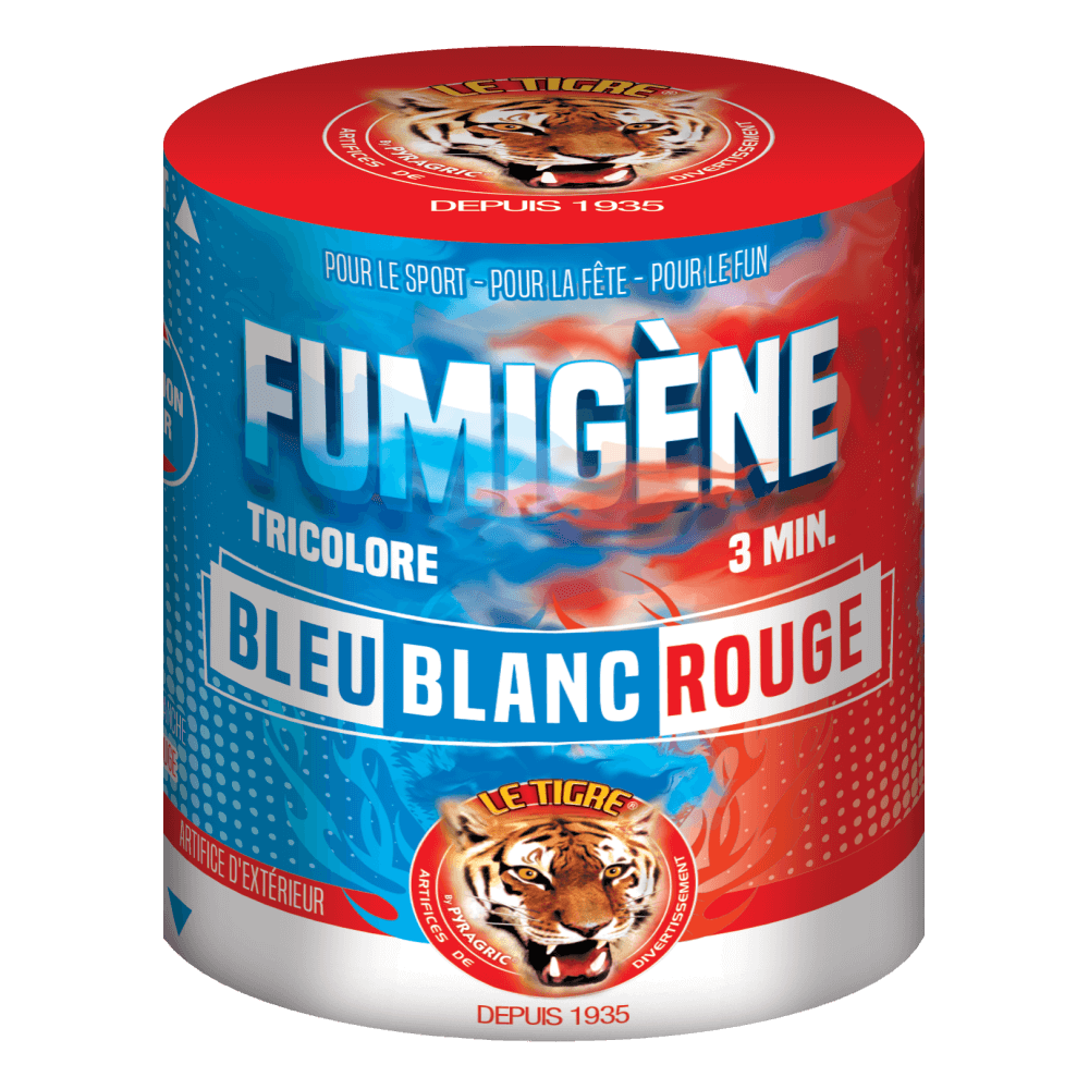 Fumigène Tricolore T1 3 minutes en pot fumée bleu blanc rouge pour 14 juillet