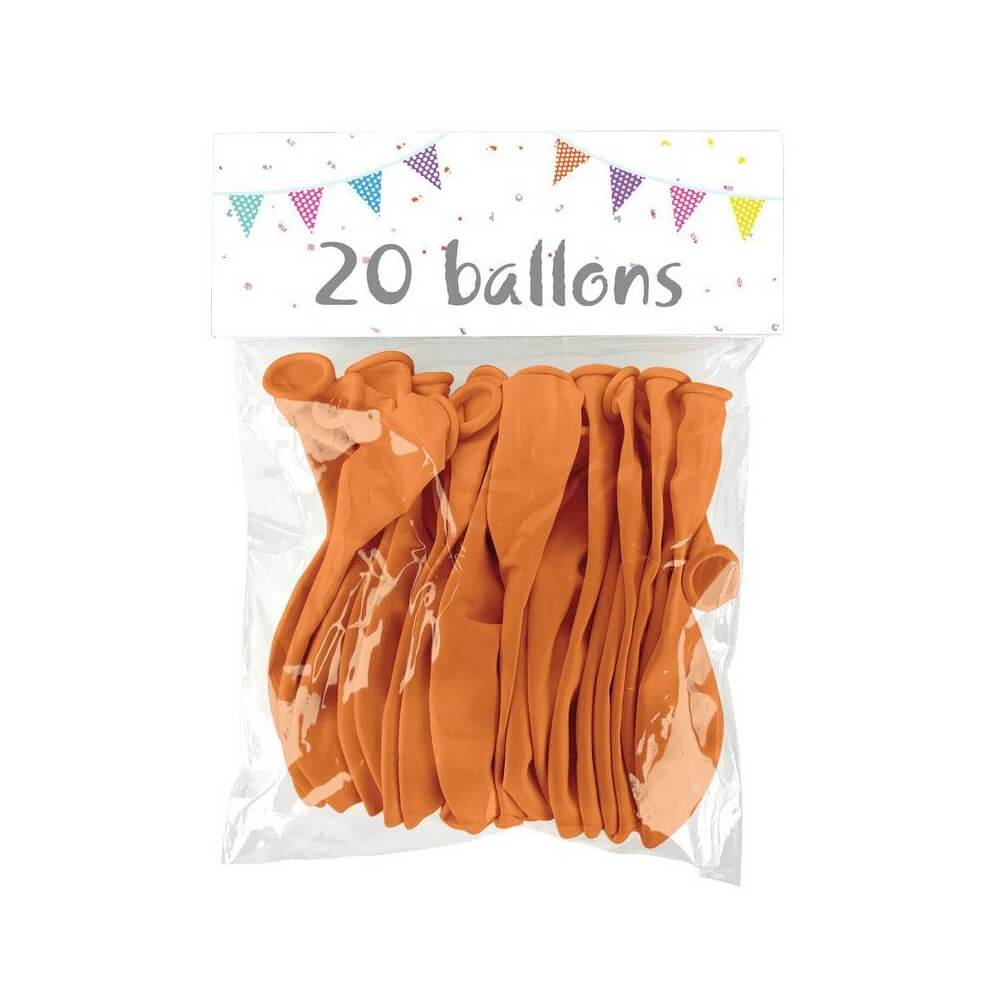 20 Ballons Latex Orange 25 cm - 36034 - Ballons latex