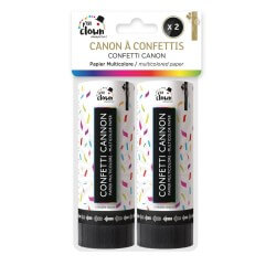 Canon à confettis papier - 11 cm - lot de 2 - multicolore - 28013 - Canons à confettis