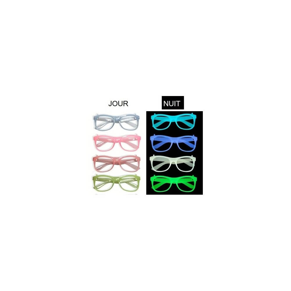 Monture Phosphorescente Glow in the Dark – 4 Coloris Assortis - 47083 - Lunettes fantaisie