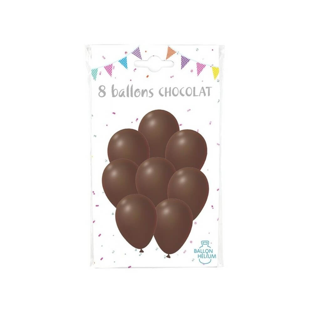8 Ballons Chocolat 30 cm - 36424CH - Ballons latex
