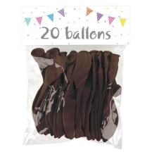 20 Ballons Latex Chocolat 25 cm - 36037 - Ballons latex