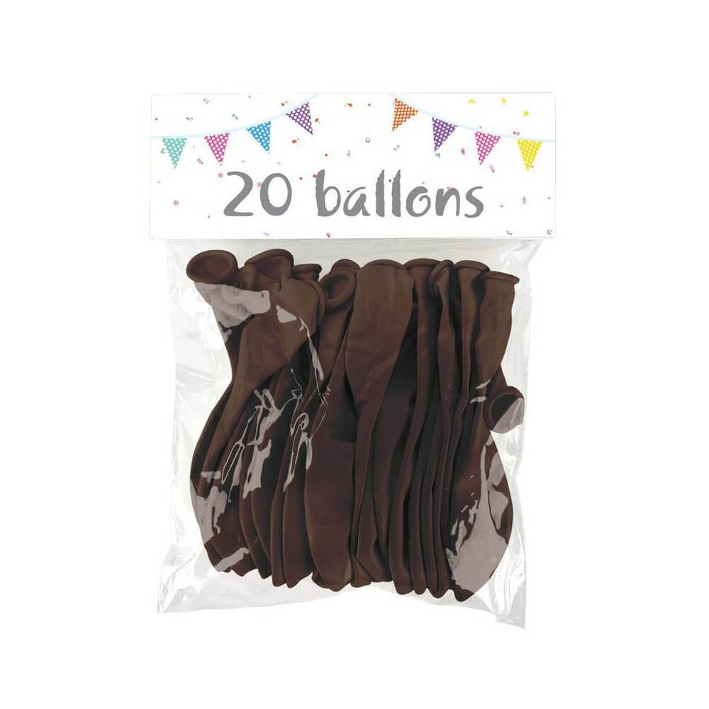 20 Ballons Latex Chocolat 25 cm - 36037 - Ballons latex