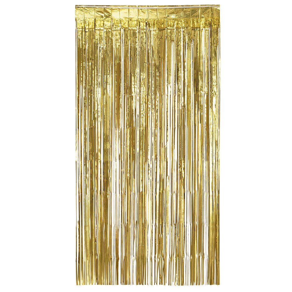 Rideau frangé or 100 x 200 cm – Décoration photobooth | Fiesta Factory
