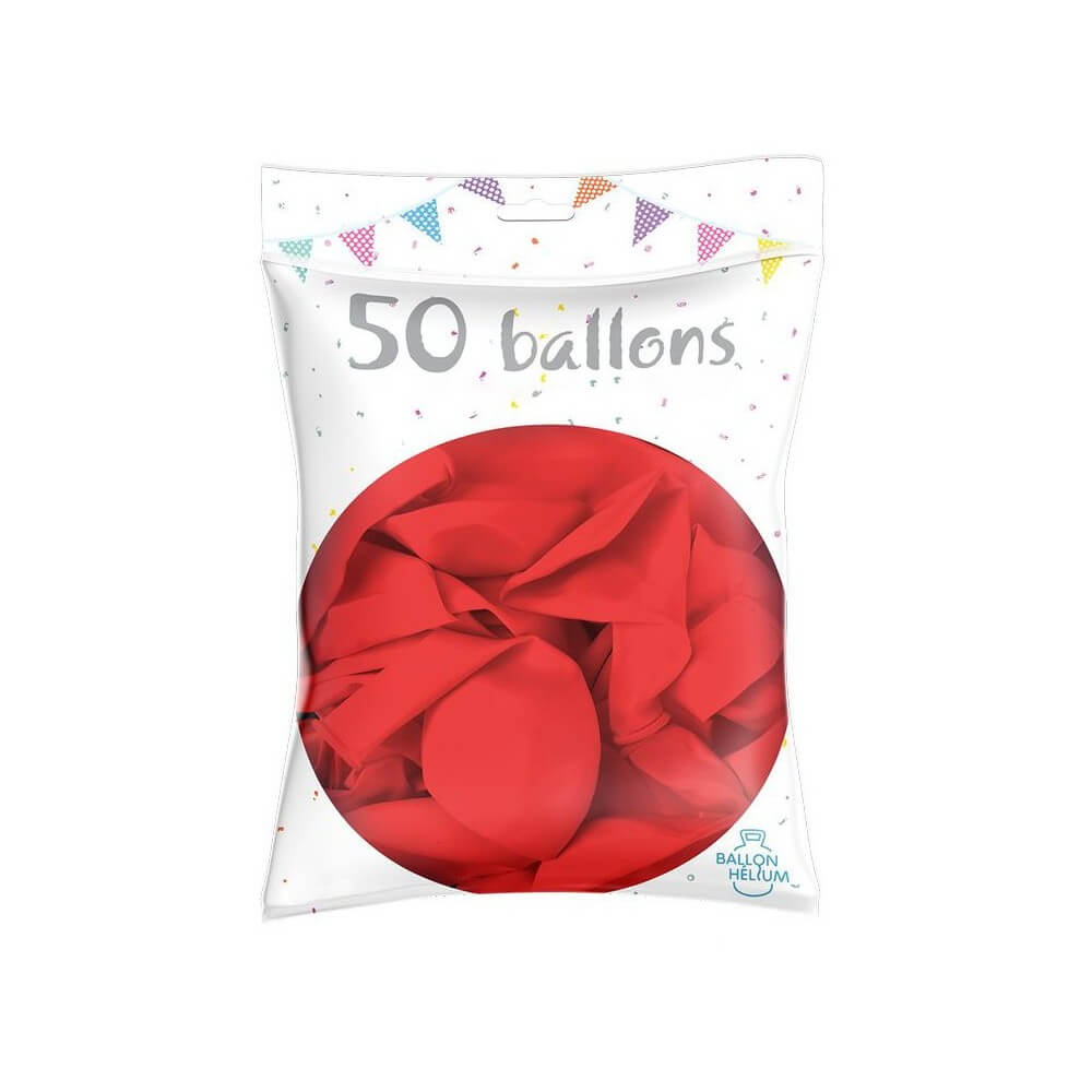 50 Ballons Latex Rouge 30 cm - 36200RG - Ballons latex