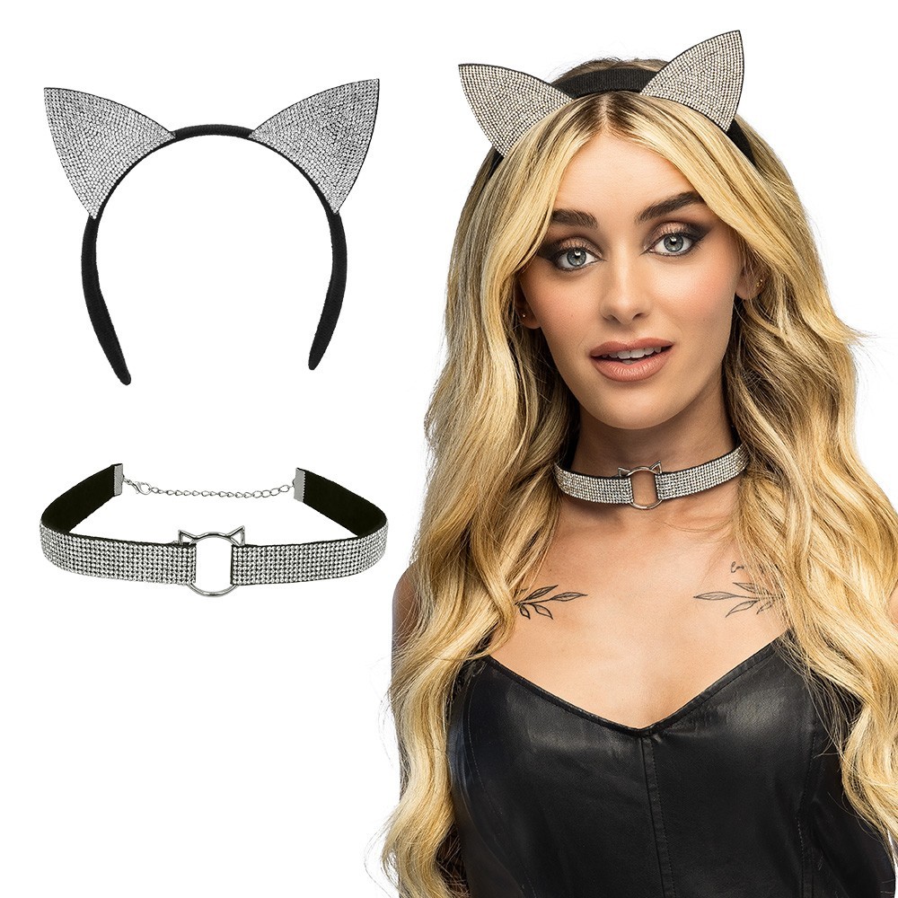 Accessoires Set Diamond Cat : Kit déguisement chat chic à petit prix | Fiesta Factory