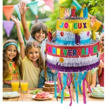 Piñata Gâteau Anniversaire 31 x 29 x 29 cm - 39526 - Piñatas