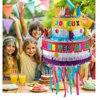 Piñata Gâteau Anniversaire 31 x 29 x 29 cm - 39526 - Piñatas