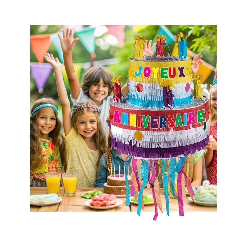 Piñata Gâteau Anniversaire 31 x 29 x 29 cm - 39526 - Piñatas