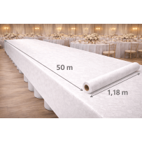 Nappe papier damassée blanche – Rouleau 50 m - F40019 - Nappes damassées